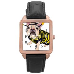 English Bulldog T- Shirt English Bee Dog T- Shirt Rose Gold Leather Watch  by ZUXUMI