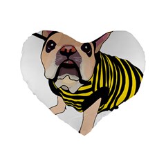 English Bulldog T- Shirt English Bee Dog T- Shirt Standard 16  Premium Flano Heart Shape Cushions by ZUXUMI