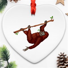 Orangutan T-shirtwhite Look Calm Orangutan 08 T-shirt Heart Ornament (two Sides) by EnriqueJohnson