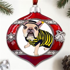 English Bulldog T- Shirt English Bee Dog T- Shirt Metal Snowflake And Bell Red Ornament by ZUXUMI