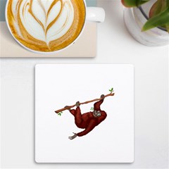 Orangutan T-shirtwhite Look Calm Orangutan 08 T-shirt Uv Print Square Tile Coaster  by EnriqueJohnson