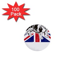 English Bulldog T- Shirt English Bulldog - English Bulldog Union Jack Flag T- Shirt 1  Mini Buttons (100 Pack)  by ZUXUMI