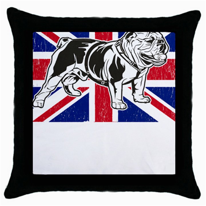 English Bulldog T- Shirt English Bulldog - English Bulldog Union Jack Flag T- Shirt Throw Pillow Case (Black)