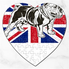 English Bulldog T- Shirt English Bulldog - English Bulldog Union Jack Flag T- Shirt Jigsaw Puzzle (heart) by ZUXUMI