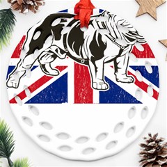 English Bulldog T- Shirt English Bulldog - English Bulldog Union Jack Flag T- Shirt Round Filigree Ornament (two Sides)