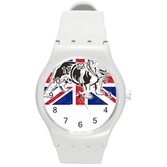 English Bulldog T- Shirt English Bulldog - English Bulldog Union Jack Flag T- Shirt Round Plastic Sport Watch (m) by ZUXUMI