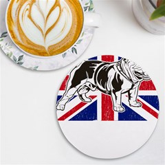 English Bulldog T- Shirt English Bulldog - English Bulldog Union Jack Flag T- Shirt Uv Print Round Tile Coaster by ZUXUMI