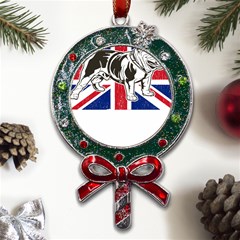 English Bulldog T- Shirt English Bulldog - English Bulldog Union Jack Flag T- Shirt Metal X mas Lollipop With Crystal Ornament by ZUXUMI