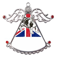 English Bulldog T- Shirt English Bulldog - English Bulldog Union Jack Flag T- Shirt Metal Angel With Crystal Ornament