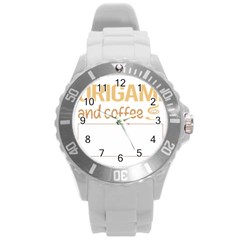 Origami T-shirtif It Involves Coffee Origami T-shirt Round Plastic Sport Watch (l) by EnriqueJohnson