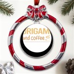 Origami T-shirtif It Involves Coffee Origami T-shirt Metal Red Ribbon Round Ornament Front