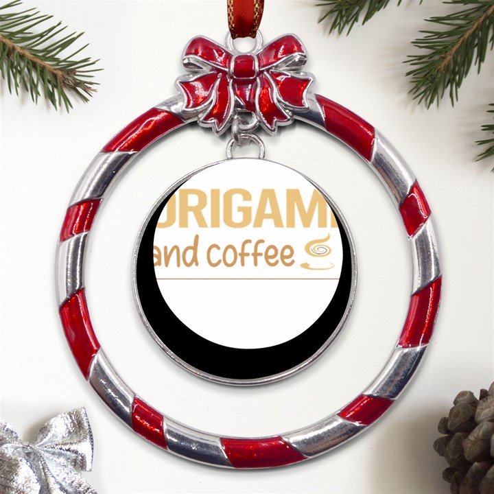 Origami T-shirtif It Involves Coffee Origami T-shirt Metal Red Ribbon Round Ornament