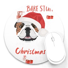 English Bulldog T- Shirt English Bulldog Merry Christmas T- Shirt (1) Round Mousepad by ZUXUMI