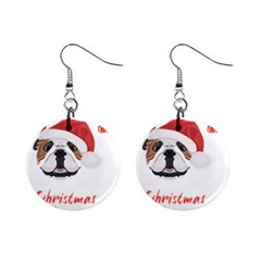 English Bulldog T- Shirt English Bulldog Merry Christmas T- Shirt (1) Mini Button Earrings by ZUXUMI