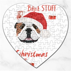 English Bulldog T- Shirt English Bulldog Merry Christmas T- Shirt (1) Jigsaw Puzzle (heart) by ZUXUMI