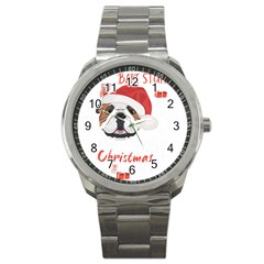 English Bulldog T- Shirt English Bulldog Merry Christmas T- Shirt (1) Sport Metal Watch by ZUXUMI