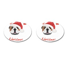 English Bulldog T- Shirt English Bulldog Merry Christmas T- Shirt (1) Cufflinks (oval) by ZUXUMI