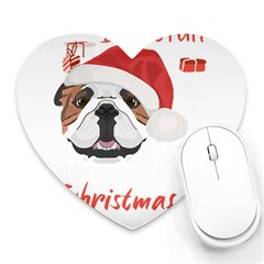 English Bulldog T- Shirt English Bulldog Merry Christmas T- Shirt (1) Heart Mousepad by ZUXUMI