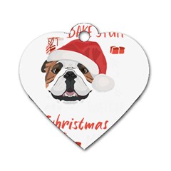 English Bulldog T- Shirt English Bulldog Merry Christmas T- Shirt (1) Dog Tag Heart (one Side) by ZUXUMI