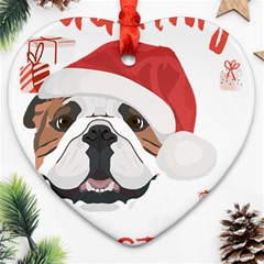 English Bulldog T- Shirt English Bulldog Merry Christmas T- Shirt (2) Ornament (heart) by ZUXUMI