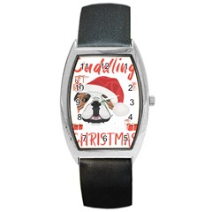 English Bulldog T- Shirt English Bulldog Merry Christmas T- Shirt (2) Barrel Style Metal Watch by ZUXUMI