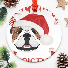 English Bulldog T- Shirt English Bulldog Merry Christmas T- Shirt (2) Round Ornament (two Sides) by ZUXUMI