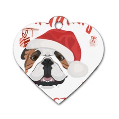 English Bulldog T- Shirt English Bulldog Merry Christmas T- Shirt (2) Dog Tag Heart (one Side) by ZUXUMI