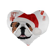 English Bulldog T- Shirt English Bulldog Merry Christmas T- Shirt (2) Standard 16  Premium Flano Heart Shape Cushions by ZUXUMI