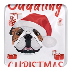 English Bulldog T- Shirt English Bulldog Merry Christmas T- Shirt (2) Square Glass Fridge Magnet (4 Pack) by ZUXUMI