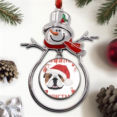 English Bulldog T- Shirt English Bulldog Merry Christmas T- Shirt (2) Metal Snowman Ornament by ZUXUMI