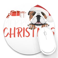 English Bulldog T- Shirt English Bulldog Merry Christmas T- Shirt (3) Round Mousepad by ZUXUMI