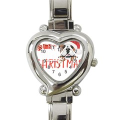 English Bulldog T- Shirt English Bulldog Merry Christmas T- Shirt (3) Heart Italian Charm Watch by ZUXUMI