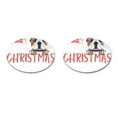 English Bulldog T- Shirt English Bulldog Merry Christmas T- Shirt (3) Cufflinks (oval) by ZUXUMI