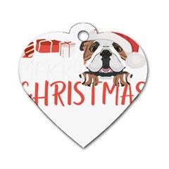 English Bulldog T- Shirt English Bulldog Merry Christmas T- Shirt (3) Dog Tag Heart (one Side) by ZUXUMI