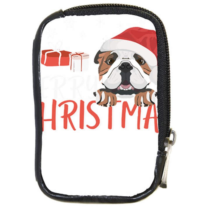 English Bulldog T- Shirt English Bulldog Merry Christmas T- Shirt (3) Compact Camera Leather Case