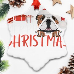 English Bulldog T- Shirt English Bulldog Merry Christmas T- Shirt (3) Snowflake Ornament (two Sides) by ZUXUMI