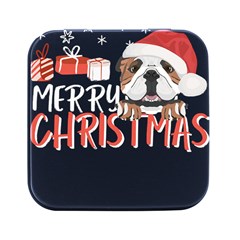 English Bulldog T- Shirt English Bulldog Merry Christmas T- Shirt (3) Square Metal Box (black)