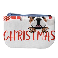 English Bulldog T- Shirt English Bulldog Merry Christmas T- Shirt (3) Large Coin Purse by ZUXUMI