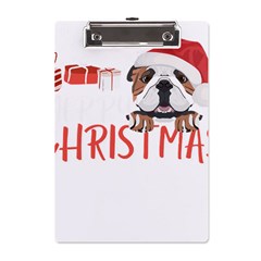 English Bulldog T- Shirt English Bulldog Merry Christmas T- Shirt (3) A5 Acrylic Clipboard by ZUXUMI