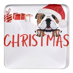 English Bulldog T- Shirt English Bulldog Merry Christmas T- Shirt (3) Square Glass Fridge Magnet (4 Pack) by ZUXUMI