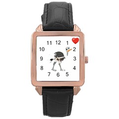 Ostrich T-shirtsteal Your Heart Ostrich 09 T-shirt Rose Gold Leather Watch  by EnriqueJohnson