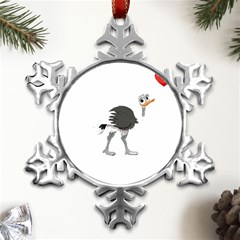 Ostrich T-shirtsteal Your Heart Ostrich 09 T-shirt Metal Small Snowflake Ornament by EnriqueJohnson