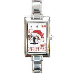 English Bulldog T- Shirt English Bulldog Merry Christmas T- Shirt (4) Rectangle Italian Charm Watch by ZUXUMI