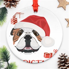 English Bulldog T- Shirt English Bulldog Merry Christmas T- Shirt (4) Ornament (round) by ZUXUMI