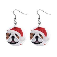 English Bulldog T- Shirt English Bulldog Merry Christmas T- Shirt (4) Mini Button Earrings by ZUXUMI