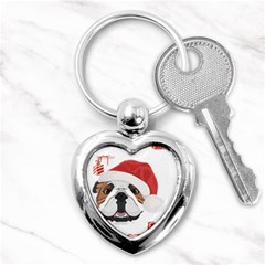 English Bulldog T- Shirt English Bulldog Merry Christmas T- Shirt (4) Key Chain (heart) by ZUXUMI