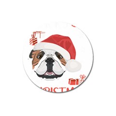 English Bulldog T- Shirt English Bulldog Merry Christmas T- Shirt (4) Magnet 3  (round) by ZUXUMI