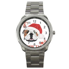 English Bulldog T- Shirt English Bulldog Merry Christmas T- Shirt (4) Sport Metal Watch by ZUXUMI