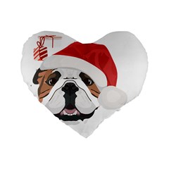 English Bulldog T- Shirt English Bulldog Merry Christmas T- Shirt (4) Standard 16  Premium Flano Heart Shape Cushions by ZUXUMI