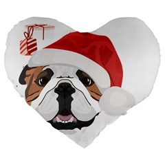 English Bulldog T- Shirt English Bulldog Merry Christmas T- Shirt (4) Large 19  Premium Flano Heart Shape Cushions by ZUXUMI